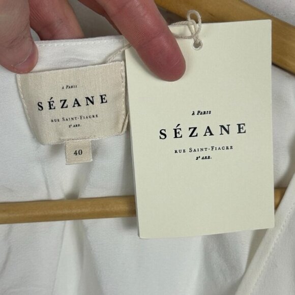 NWT Sezane 100% Silk Blouse Ecru White Size 40 French US 8 Heloise Top Minima - Picture 5 of 16